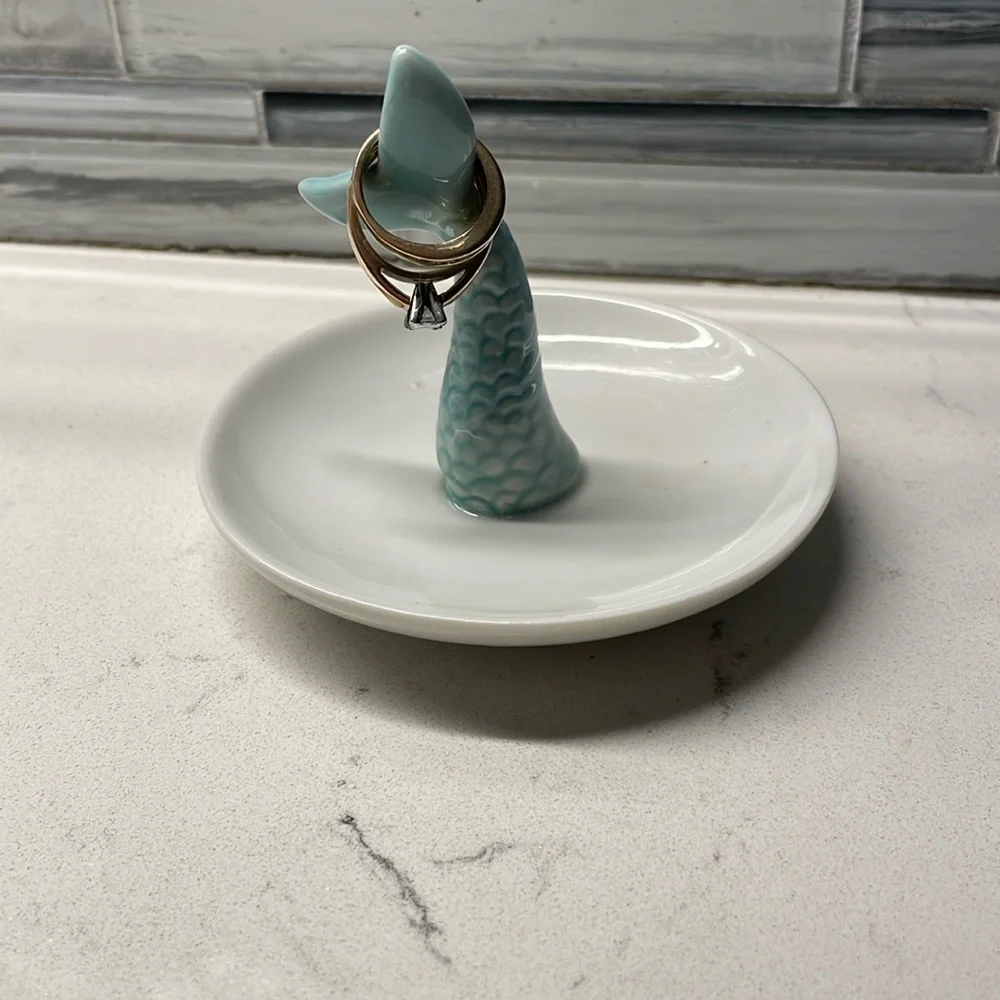 Blue and teal mermaid ring dish
